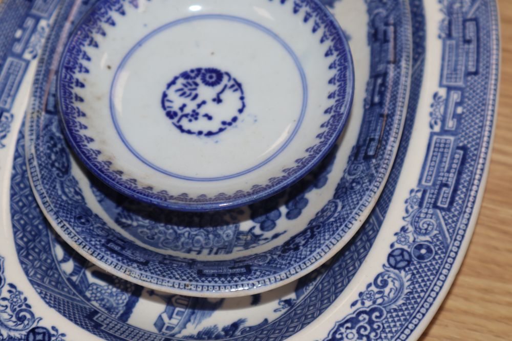 A collection of blue and white pottery